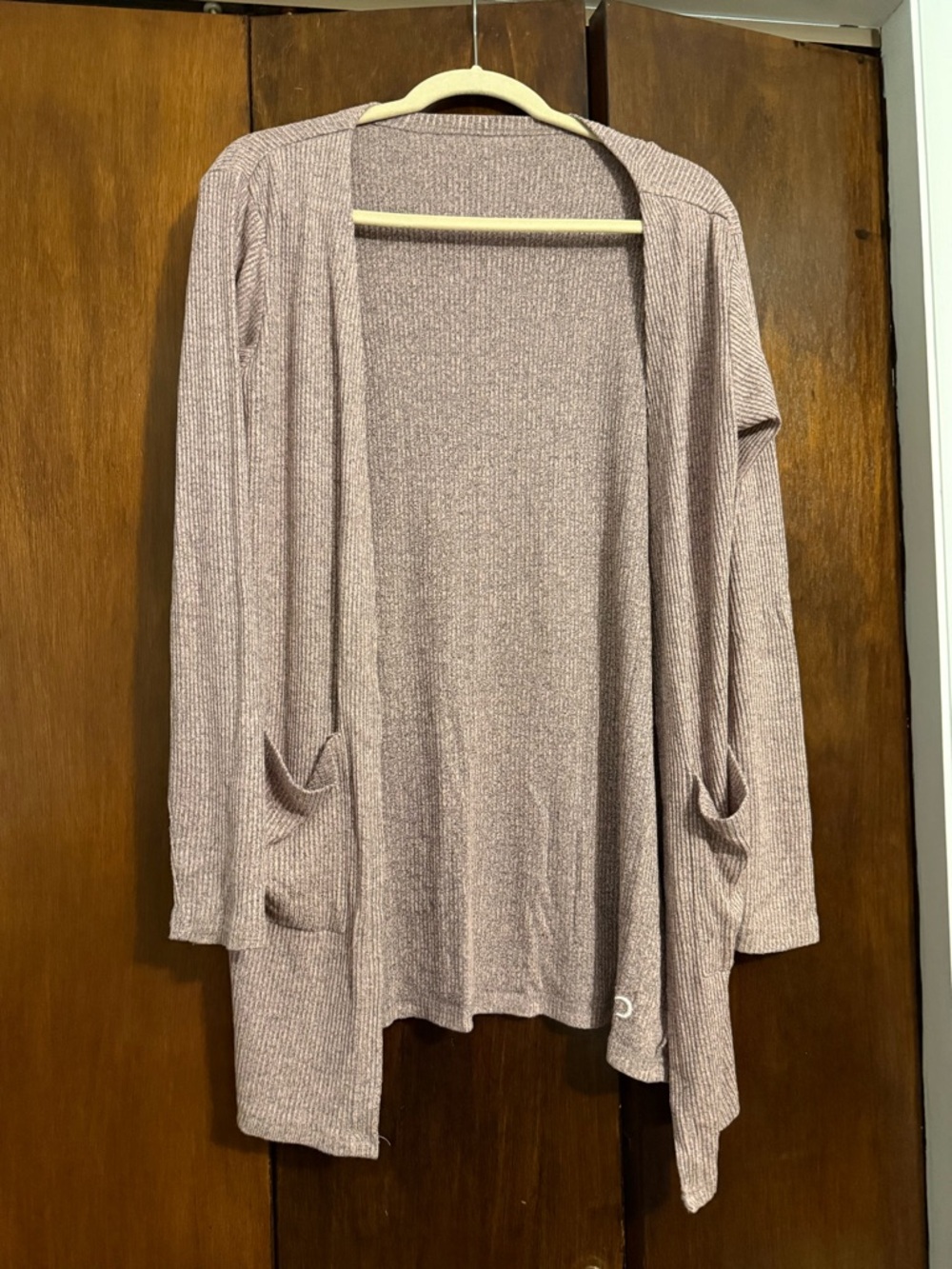 ZYIA Mauve Ribbed Open-Front Cardigan